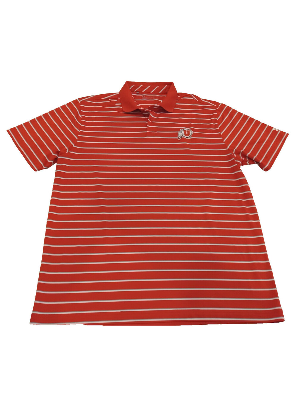 Under Armour Utah Utes Polo Shirt Mens Red White Stripe NCAA Football